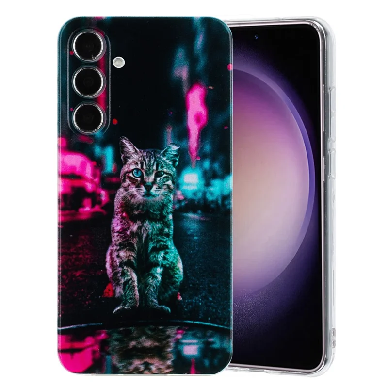 For Samsung Galaxy A56 5G Case Soft TPU Phone Back Cover Pattern Printing - Traffic Light Cat