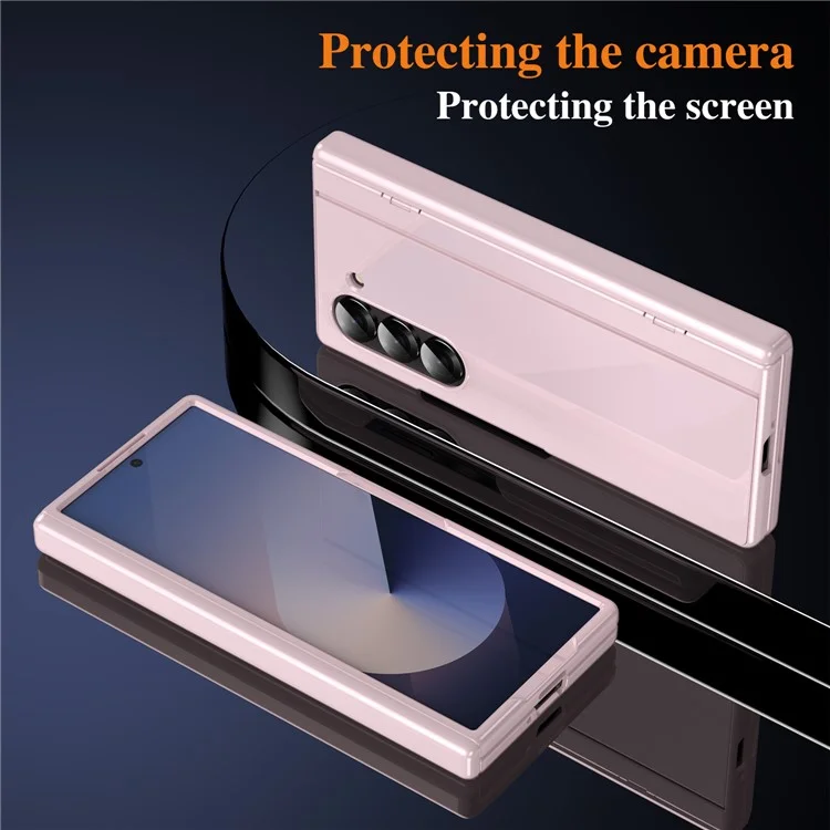 Étui pour téléphone portable Samsung Galaxy Z Fold5 5G avec couvercle arrière, support et film en verre trempé - Rose