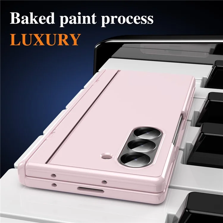 Étui pour téléphone portable Samsung Galaxy Z Fold5 5G avec couvercle arrière, support et film en verre trempé - Rose