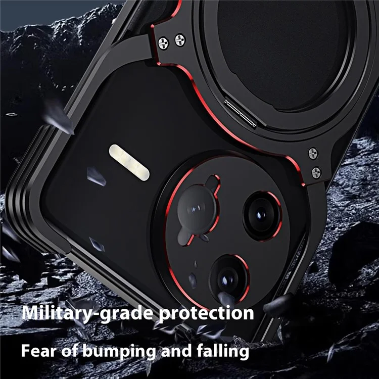 Custodia con supporto per Xiaomi Redmi K80 Pro 5G, paraurti in metallo, cover magnetica per telefono - Nero / Rosso