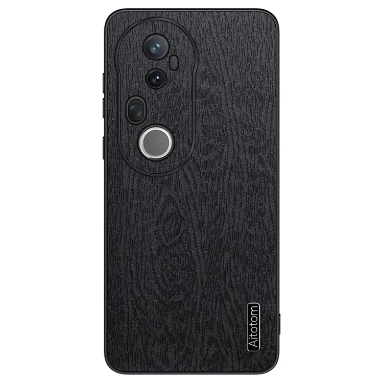 Für vivo S20 Pro 5G Hülle Holztextur PU-Leder beschichtet PC TPU Handyhülle - Schwarz