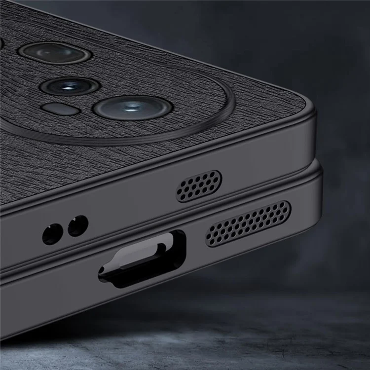 Für vivo S20 Pro 5G Hülle Holztextur PU-Leder beschichtet PC TPU Handyhülle - Schwarz