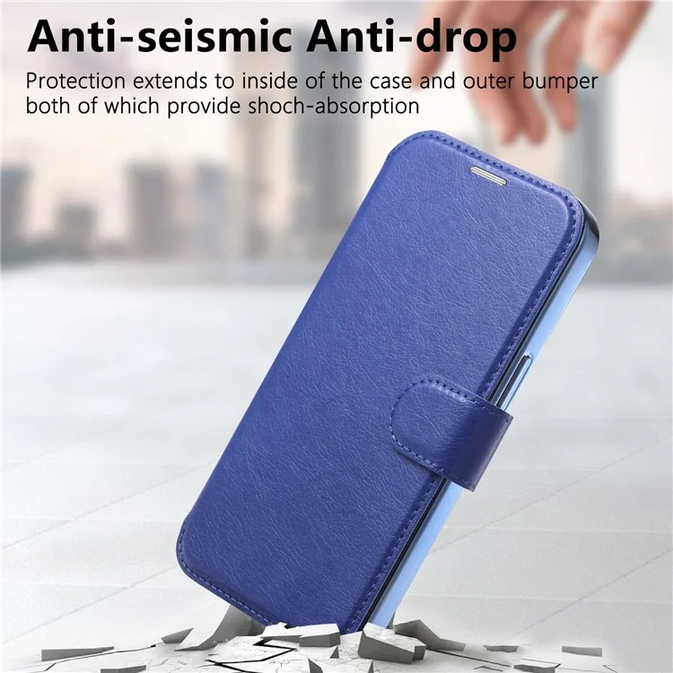 Funda para iPhone 15 Pro Max compatible con MagSafe, cubierta de teléfono de piel desmontable con película para lente - Azul