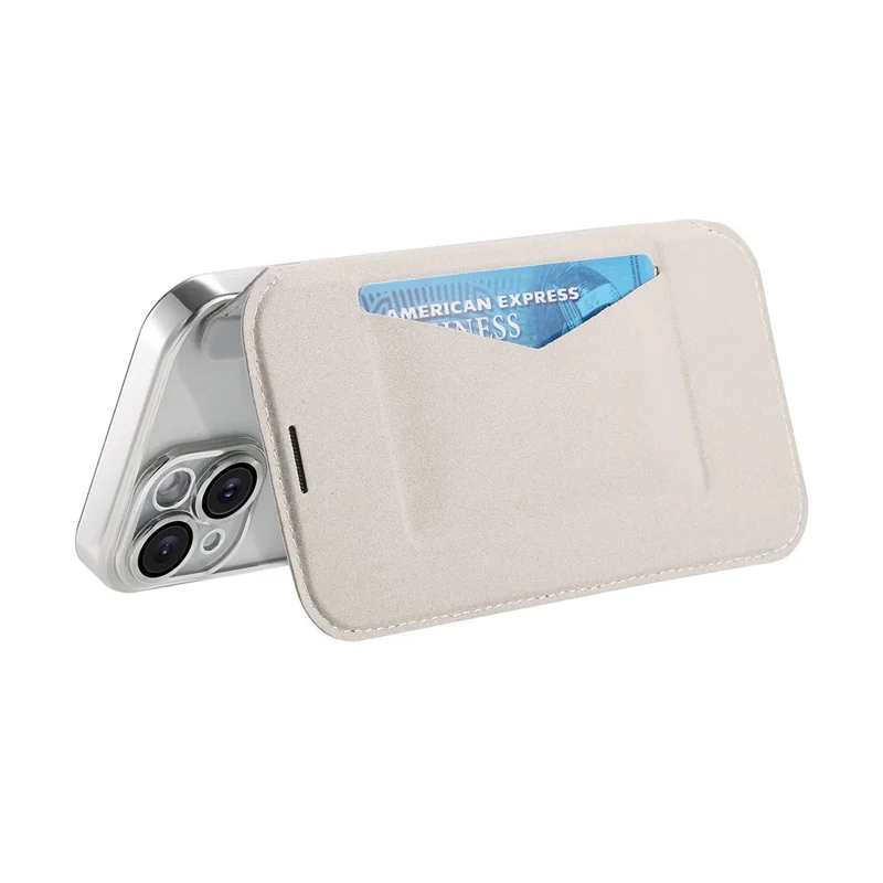 For iPhone 15 Pro Max Case Compatible with MagSafe Detachable Leather Phone Cover with Lens Film - Silver