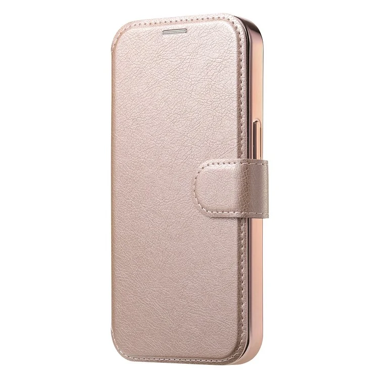 Für iPhone 15 Hülle kompatibel mit MagSafe abnehmbares Leder-Handyhülle mit Linsenfilm - Roségold