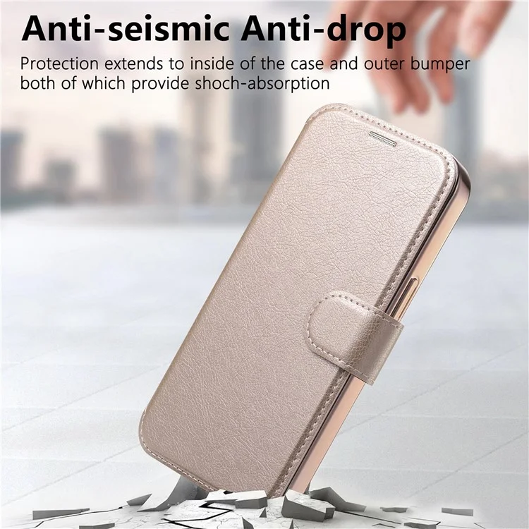 Für iPhone 15 Hülle kompatibel mit MagSafe abnehmbares Leder-Handyhülle mit Linsenfilm - Roségold