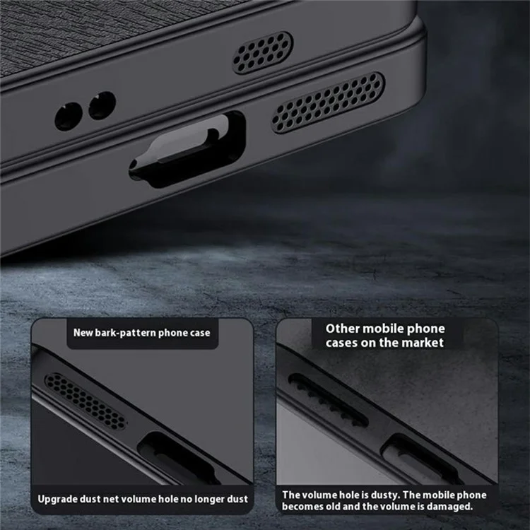 Capa para Samsung Galaxy A56 5G, textura de madeira, revestida em couro sintético PU e PC TPU - Preta
