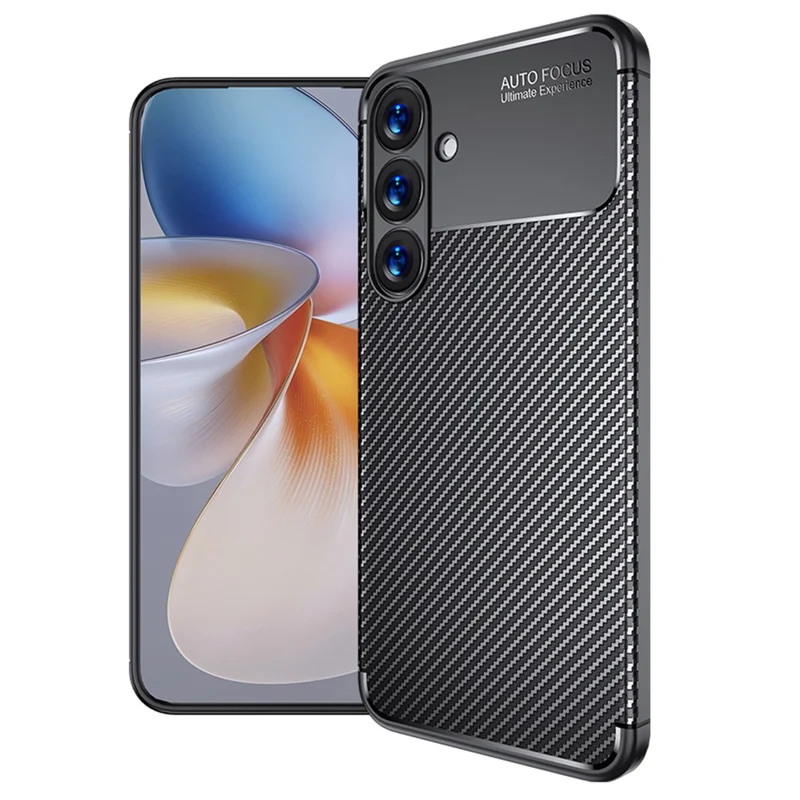 Coque pour Samsung Galaxy S25 en texture fibre de carbone TPU, dissipation de la chaleur