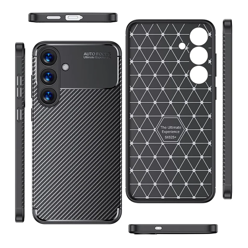 Coque pour Samsung Galaxy S25 en texture fibre de carbone TPU, dissipation de la chaleur