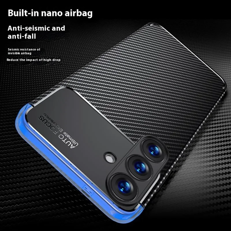Coque pour Samsung Galaxy S25 en texture fibre de carbone TPU, dissipation de la chaleur