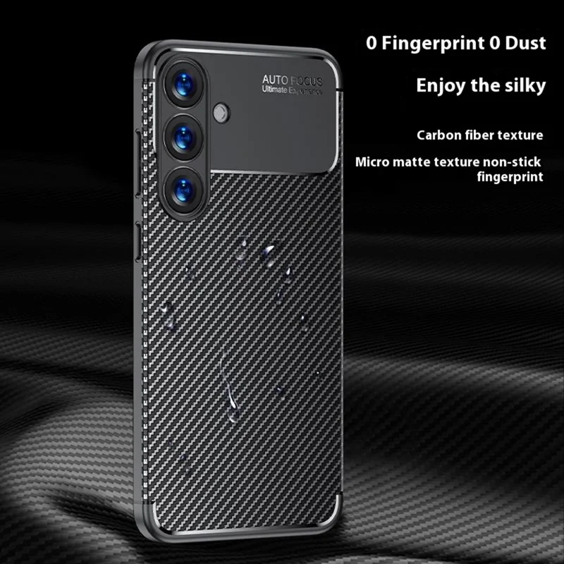 Coque pour Samsung Galaxy S25 en texture fibre de carbone TPU, dissipation de la chaleur
