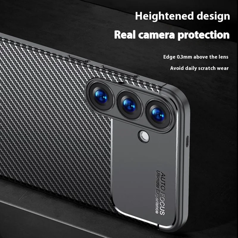 Coque pour Samsung Galaxy S25 en texture fibre de carbone TPU, dissipation de la chaleur