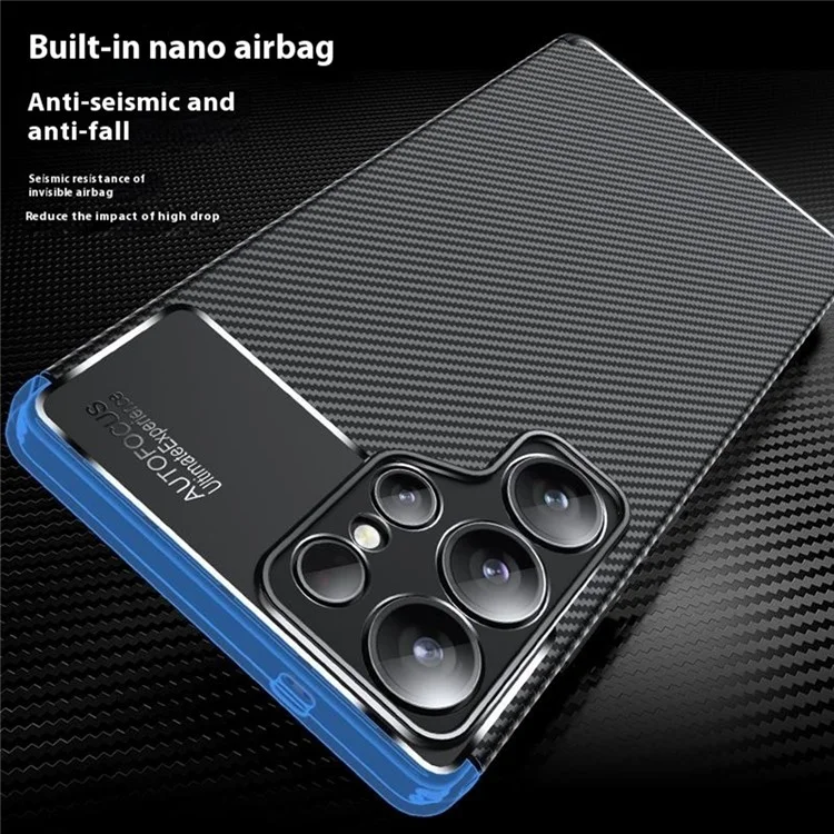 Für Samsung Galaxy S25 Ultra Hülle Carbon Fiber Textur TPU Handyhülle Wärmeableitung