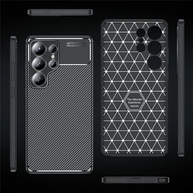 Für Samsung Galaxy S25 Ultra Hülle Carbon Fiber Textur TPU Handyhülle Wärmeableitung