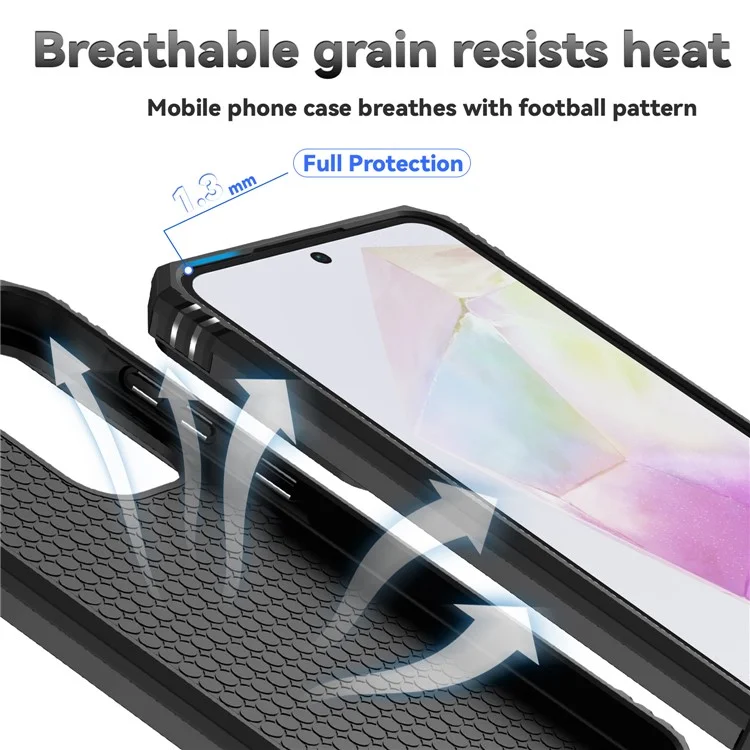 Custodia per Samsung Galaxy A36 5G in PC + TPU con protezione per l'obiettivo e supporto - Nero