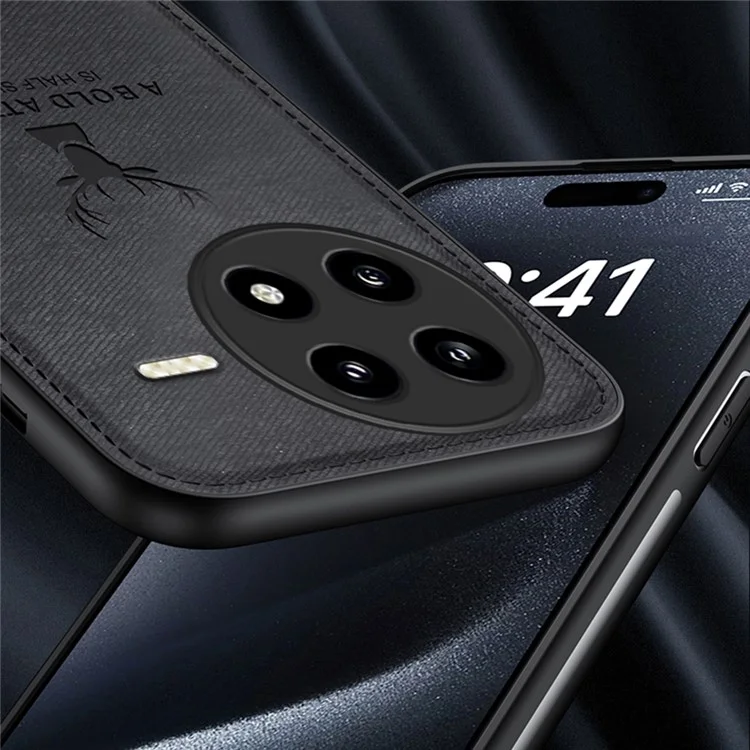 Чехол для Xiaomi Redmi K80 5G / K80 Pro 5G, ткань с узором оленя, текстура искусственной кожи, гибридный чехол для телефона - черный