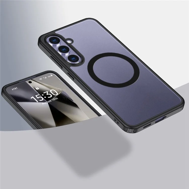 Оптовая закупка чехла для Samsung Galaxy S25+ совместимого с MagSafe, устойчивого к царапинам, из поликарбоната и термопластичного полиуретана - черный