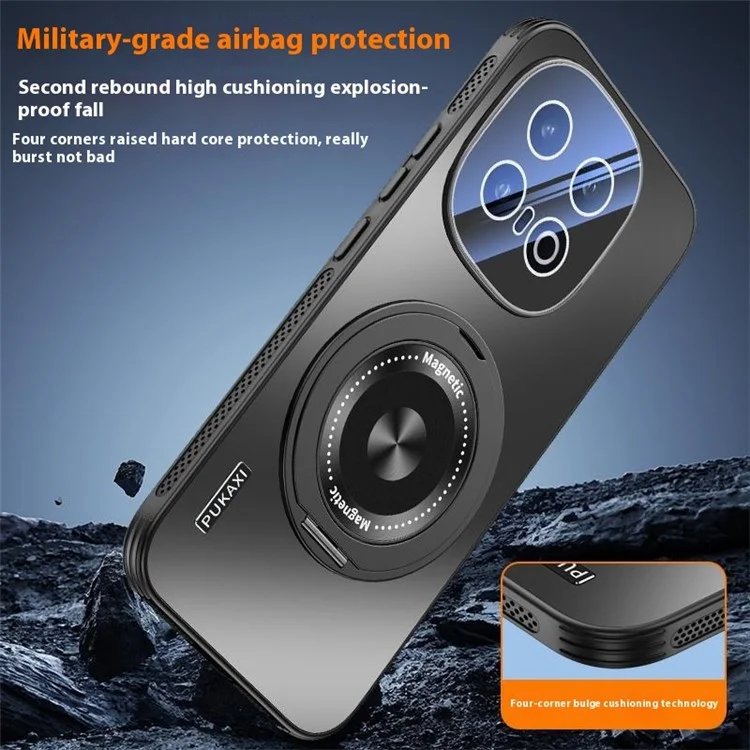 Coque pour vivo iQOO 13 5G compatible avec MagSafe, support de maintien en position, dissipation de la chaleur en TPU PC - Noir