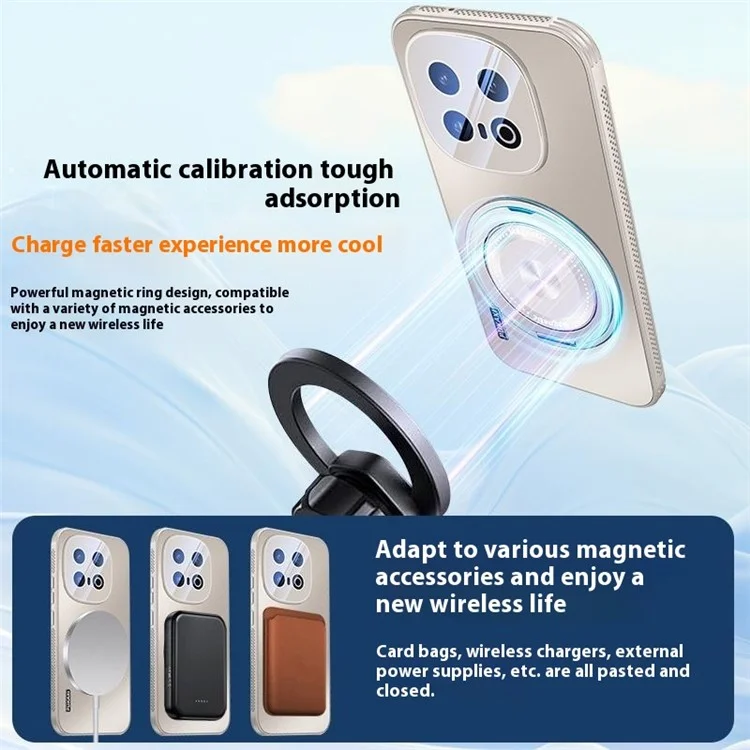 Coque pour vivo iQOO 13 5G compatible avec MagSafe, support de maintien en position, dissipation de la chaleur en TPU PC - Noir