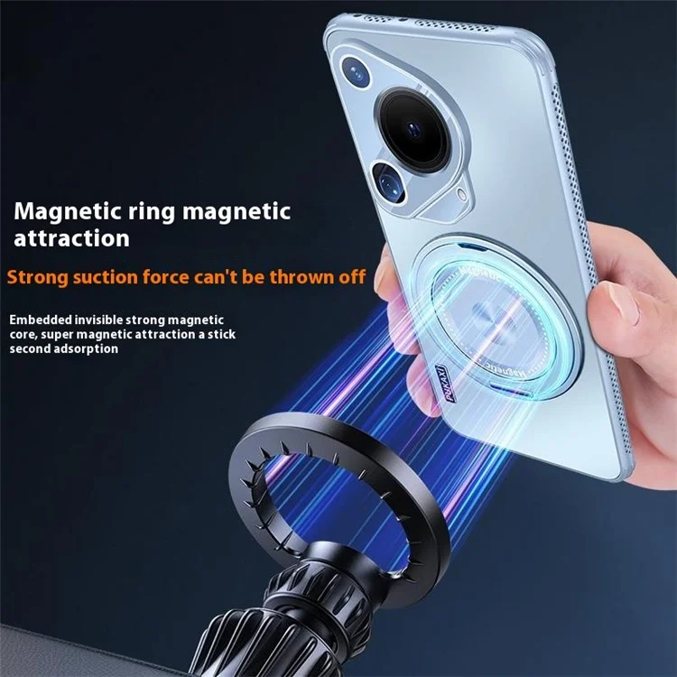 Coque Huawei Pura 70 Ultra compatible avec MagSafe, avec support, en TPU et PC avec dissipation de chaleur - Noir