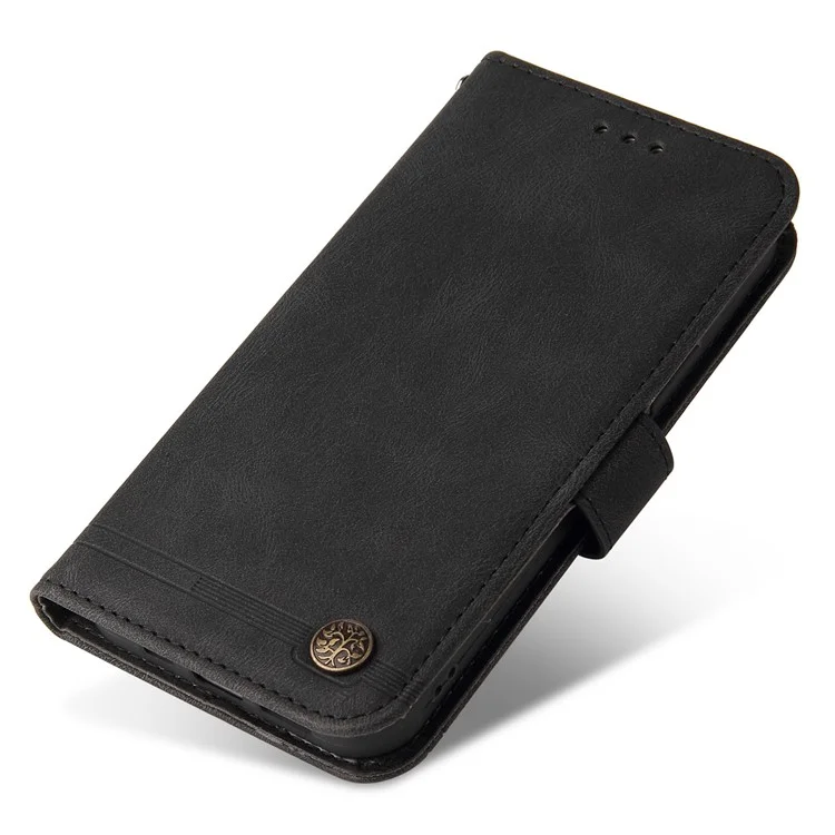 Pour Vivo Y75 4G / V23e 4G / Lignes en Cuir PU à Touche 5G 5G Table PU Imprestements Mateur de Cas Magnetique Motre Metal Metal Flip Stand Téléphone Couvert - le Noir