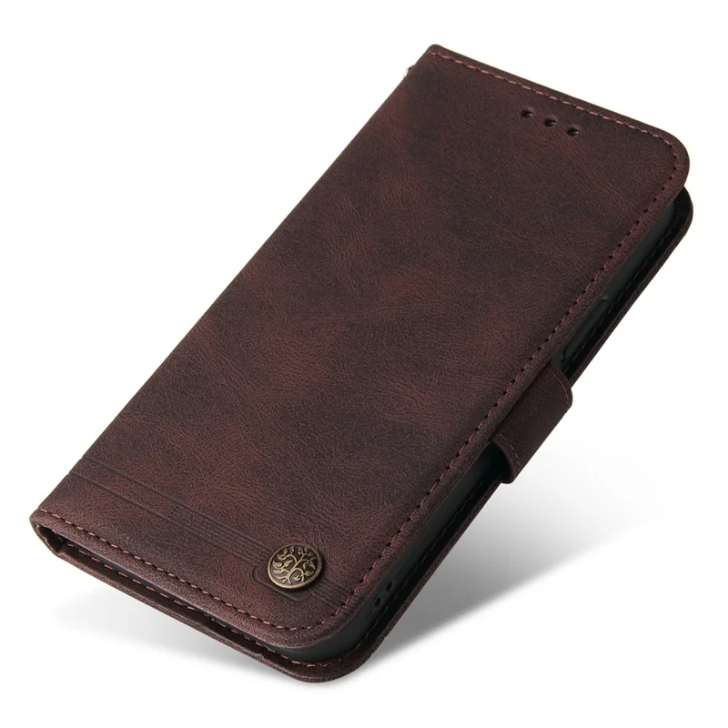 For vivo Y75 4G / V23e 4G / 5G Leather Wallet Cases Skin Touch Phone Cover Stand with Strap - Brown