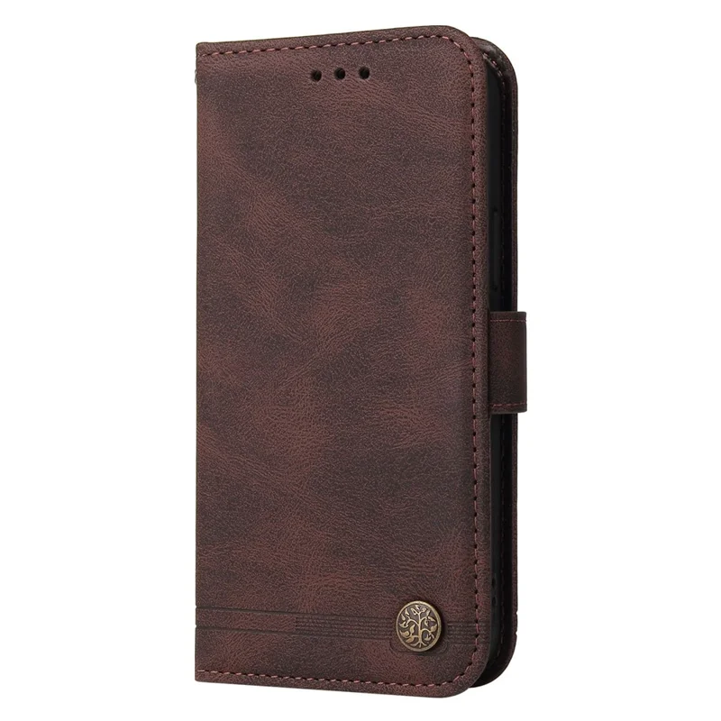 For vivo Y75 4G / V23e 4G / 5G Leather Wallet Cases Skin Touch Phone Cover Stand with Strap - Brown