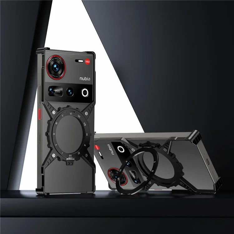 Für ZTE nubia Z70 Ultra Hülle Magnetischer Ständer Aluminiumlegierung+PC Stoßfänger Handyhülle Wärmeableitung
