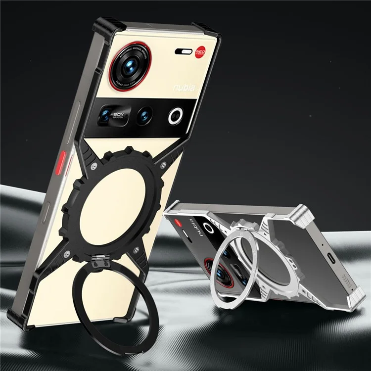 Für ZTE nubia Z70 Ultra Hülle Magnetischer Ständer Aluminiumlegierung+PC Stoßfänger Handyhülle Wärmeableitung