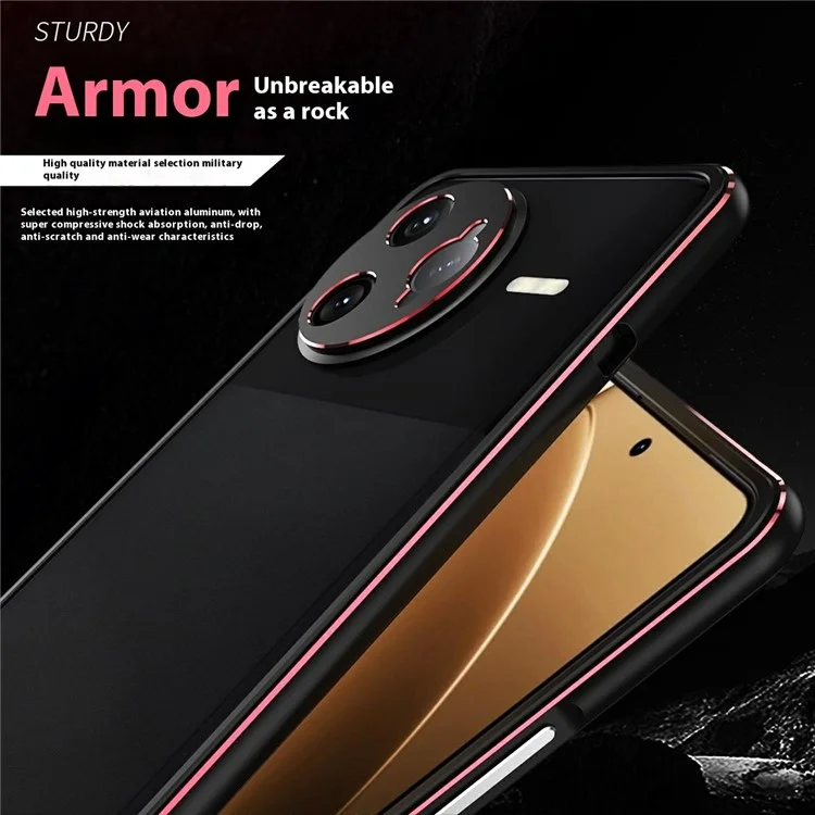 Чехол-бампер для Xiaomi Redmi K80 Pro 5G с металлической рамкой и защитой камеры - черный / красный
