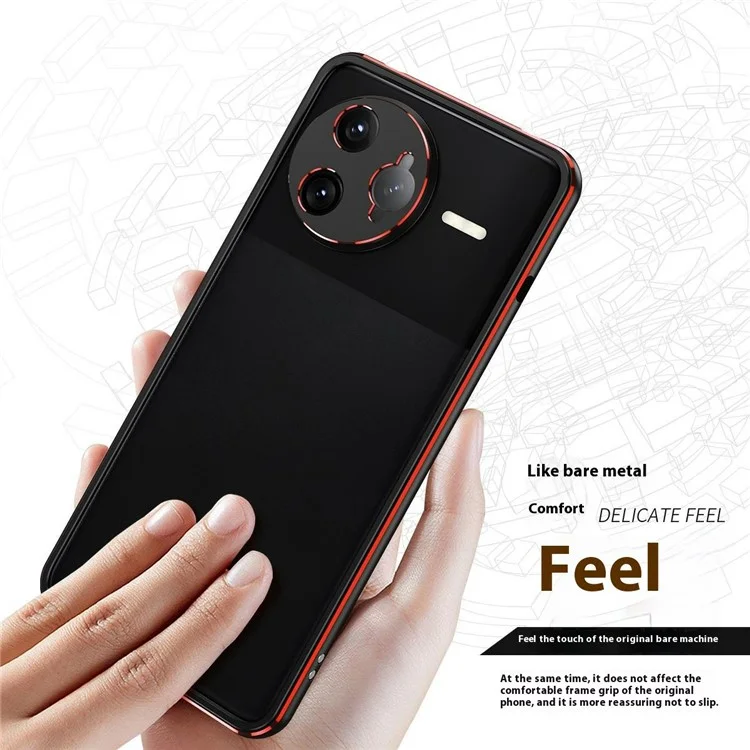 Чехол-бампер для Xiaomi Redmi K80 Pro 5G с металлической рамкой и защитой камеры - черный / красный