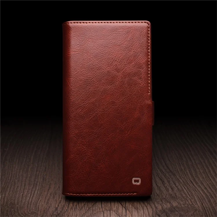 Capa QIALINO para Samsung Galaxy S25 Ultra, em couro genuíno de vaca, com carteira e fechamento magnético - Preta