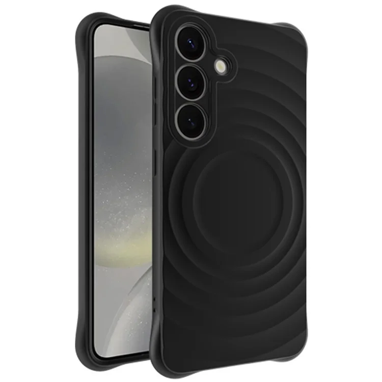IMAK UC-6 Series for Samsung Galaxy S25 Case Water Drop Texture Anti-Skid Matte TPU Cover - Matte Black