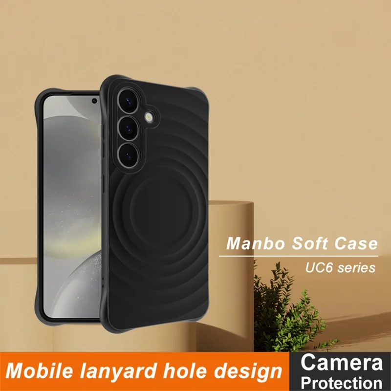 IMAK UC-6 Series for Samsung Galaxy S25 Case Water Drop Texture Anti-Skid Matte TPU Cover - Matte Black