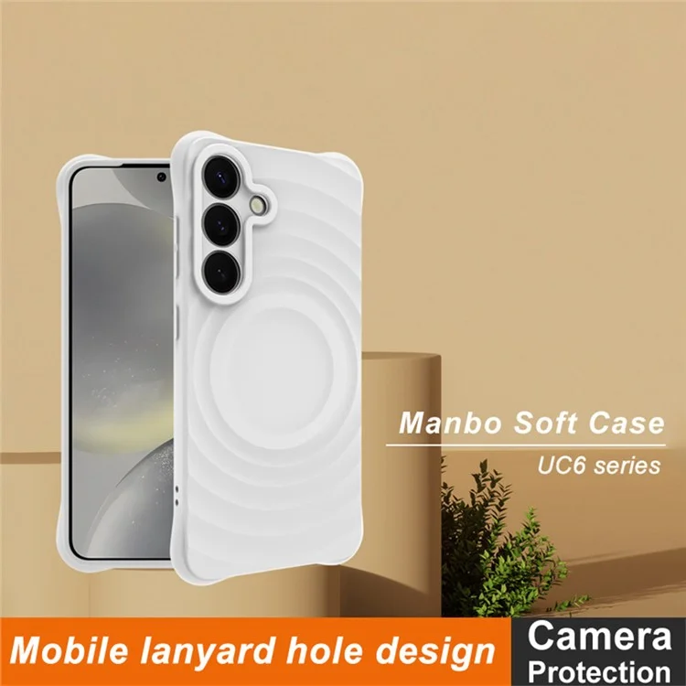 Capa IMAK UC-6 Series para Samsung Galaxy S25+ com textura de gota d'água, antiderrapante, em TPU fosco - Branco fosco