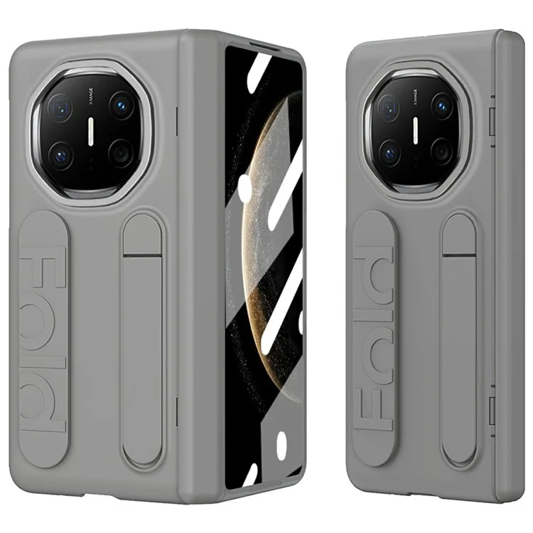 Custodia per Huawei Mate X6 con supporto, cinturino da polso, cover in PC e pellicola in vetro temperato - Grigio