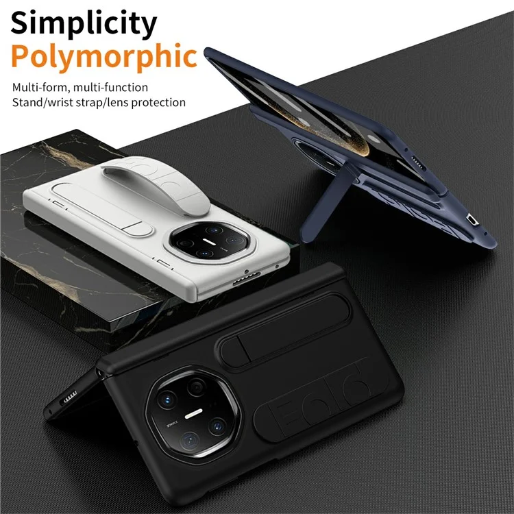 Custodia per Huawei Mate X6 con supporto, cinturino da polso, cover in PC e pellicola in vetro temperato - Grigio