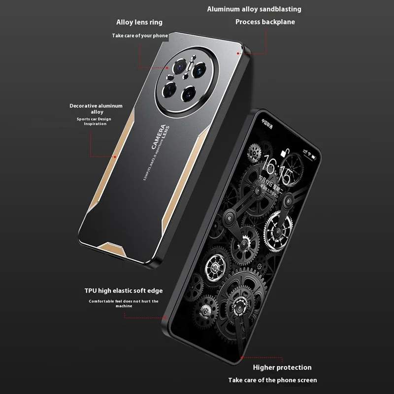 For Huawei Mate 70 Phone Case Aluminium Alloy TPU PC Back Cover - Gold