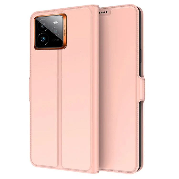 Чехол для Realme GT 7 Pro 5G, ударопрочный TPU внутренний корпус, кожаный чехол для телефона с отделением для карты - розовое золото