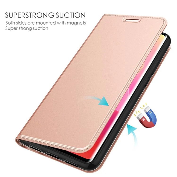 Чехол для Realme GT 7 Pro 5G, ударопрочный TPU внутренний корпус, кожаный чехол для телефона с отделением для карты - розовое золото