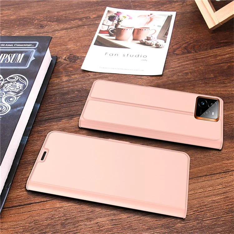 Чехол для Realme GT 7 Pro 5G, ударопрочный TPU внутренний корпус, кожаный чехол для телефона с отделением для карты - розовое золото