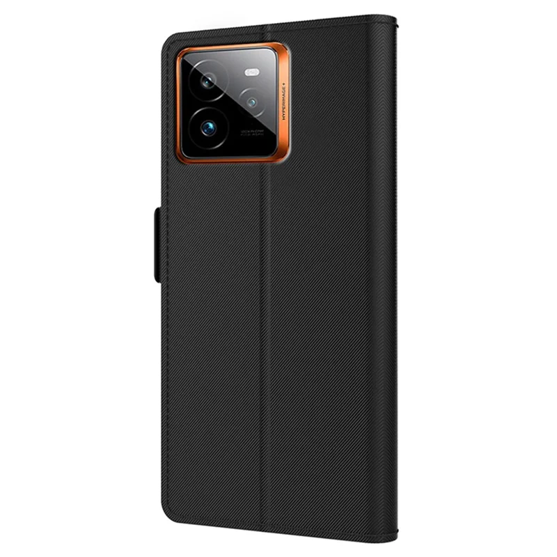 Чехол для Realme GT 7 Pro 5G, подставка, кожаный телефонный чехол, держатель для карт, зеркало - черный