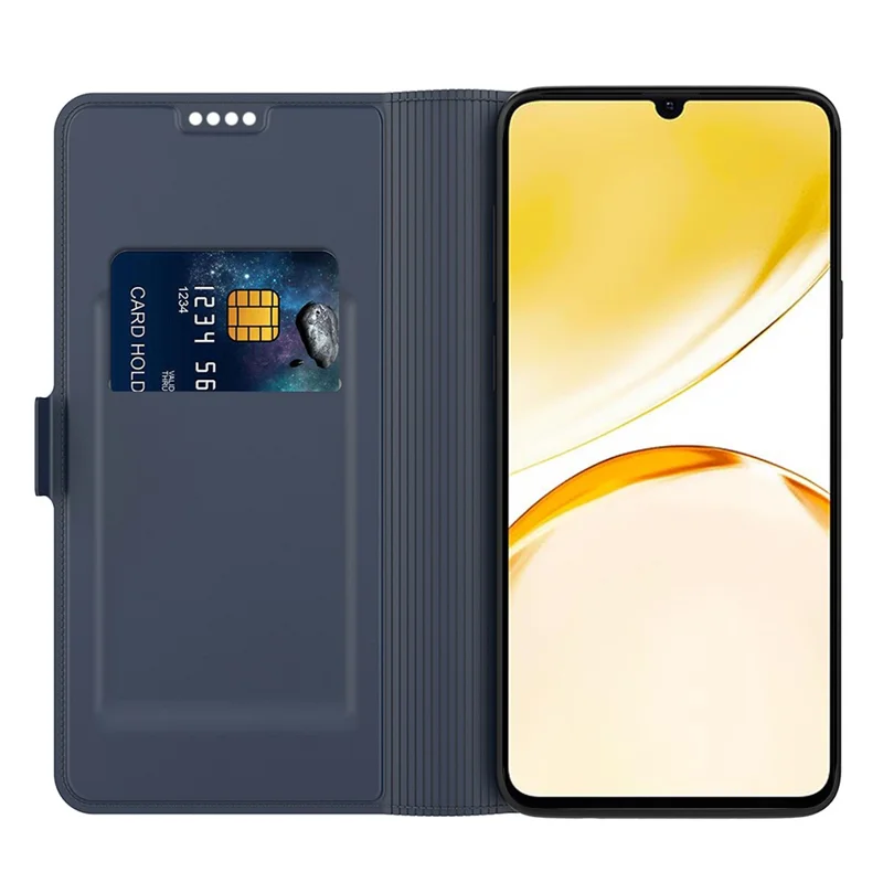 For Realme Note 60 Case Shockproof TPU Inner Shell Leather Phone Cover Card Slot - Blue