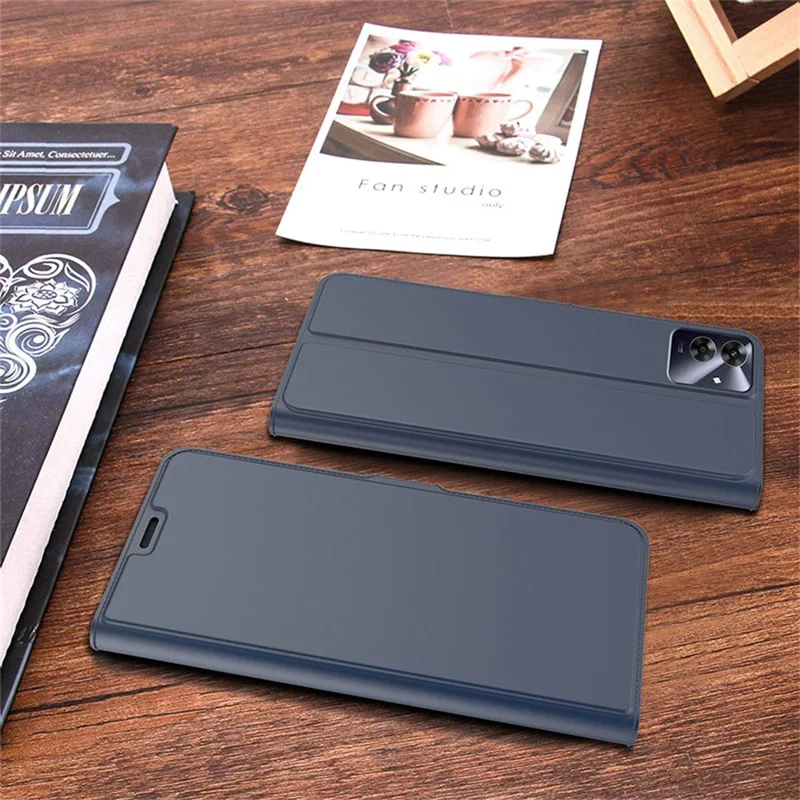 For Realme Note 60 Case Shockproof TPU Inner Shell Leather Phone Cover Card Slot - Blue