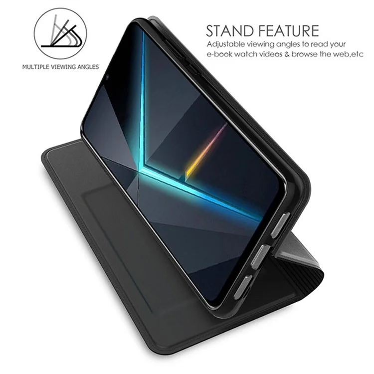 Coque pour ZTE Blade A35 en cuir PU avec porte-cartes, support et fermeture magnétique - Noir