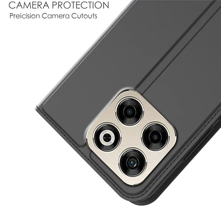 Coque pour ZTE Blade A35 en cuir PU avec porte-cartes, support et fermeture magnétique - Noir