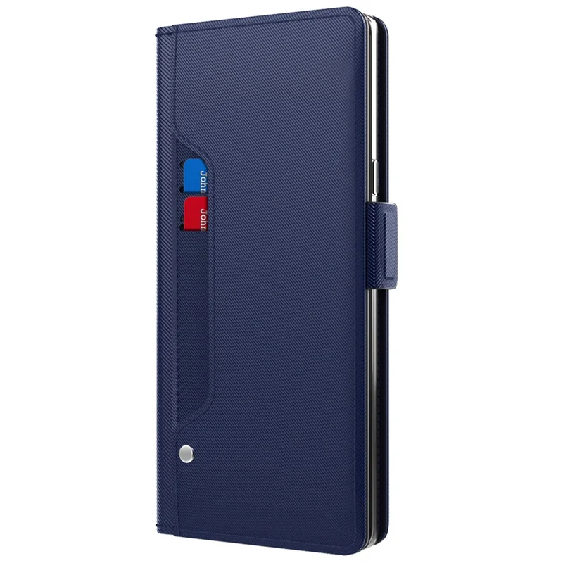 For ZTE Blade A35 Case Stand PU Leather Phone Cover Card Holder Mirror - Blue