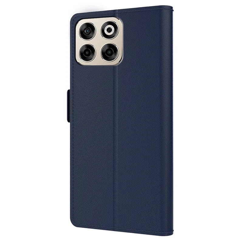 For ZTE Blade A35 Case Stand PU Leather Phone Cover Card Holder Mirror - Blue