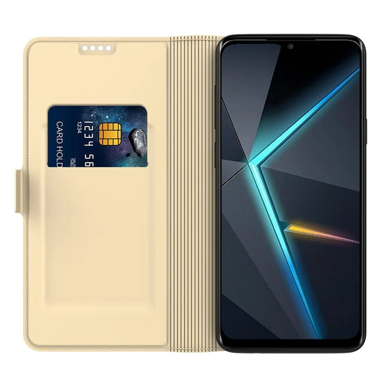 For ZTE Blade A35 Case Shockproof TPU Inner Shell Leather Phone Cover Card Slot - Gold