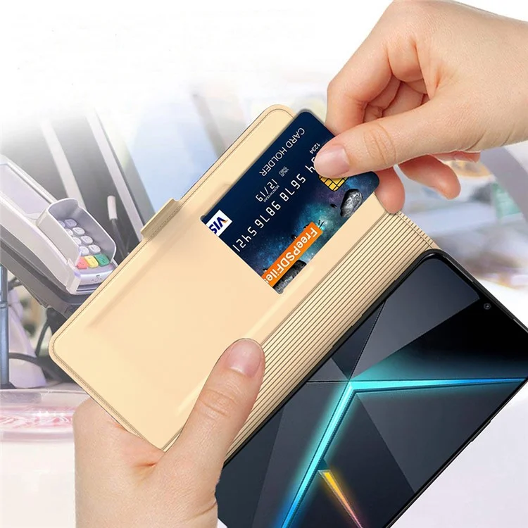 For ZTE Blade A35 Case Shockproof TPU Inner Shell Leather Phone Cover Card Slot - Gold